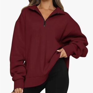 Cozy Red Half-Zip Sweatshirt